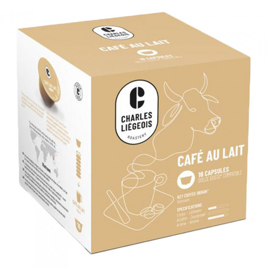 NESCAFÉ® Dolce Gusto® koneisiin sopivat kahvikapselit Charles Liégeois Café au lait, 16 kpl.