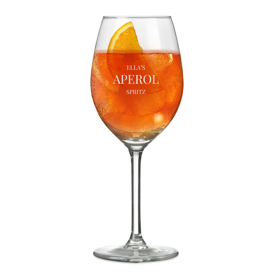 Aperol Spritz -lasi kaiverruksella