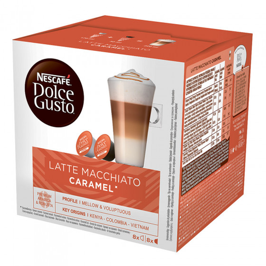 Kahvikapselit NESCAFÉ® Dolce Gusto® "Caramel Latte Macchiato", 8+8 kpl.