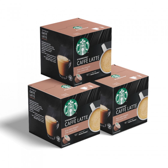 Dolce Gusto® koneisiin sopivat kahvikapselit "Starbucks® Caffe Latte by Nescafé Dolce Gusto®", 3 x 12 kpl.