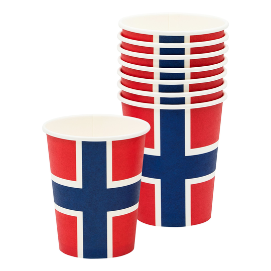 Pahvimukit Norjan Lippu - 8-pakkaus