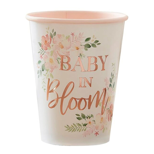 Pahvimukit Baby In Bloom Ruusukulta - 8-pakkaus