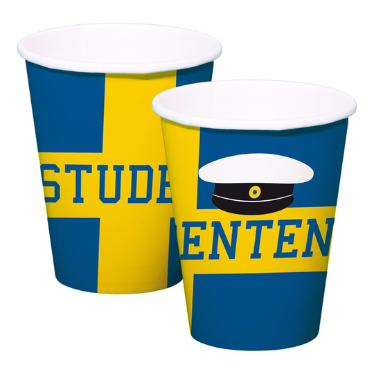 Pahvimukit Studenten Sininen/Keltainen - 8-pakkaus