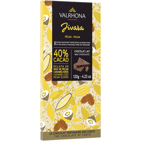 Valrhona Jivara Pecan 40 % suklaalevy, 120 g