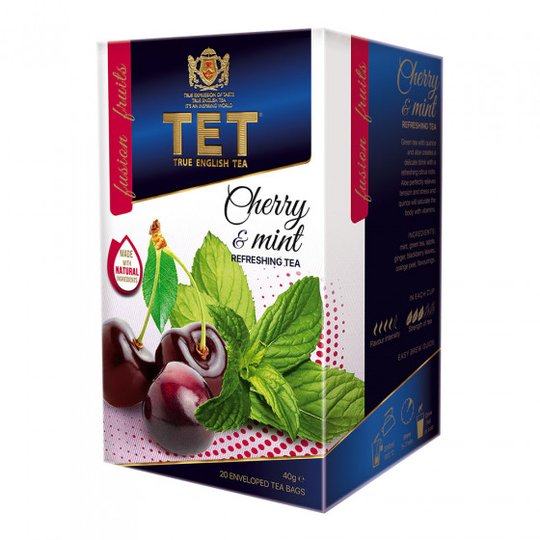 Musta tee True English Tea "Cherry & Mint", 20 kpl.