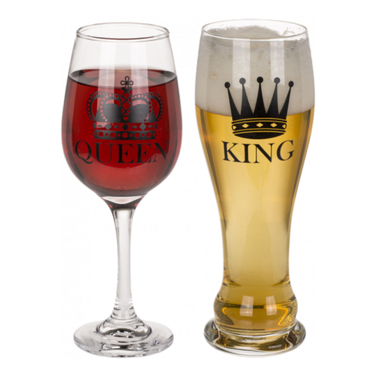 Olut- & Viinilasi King & Queen - 2-pakkaus