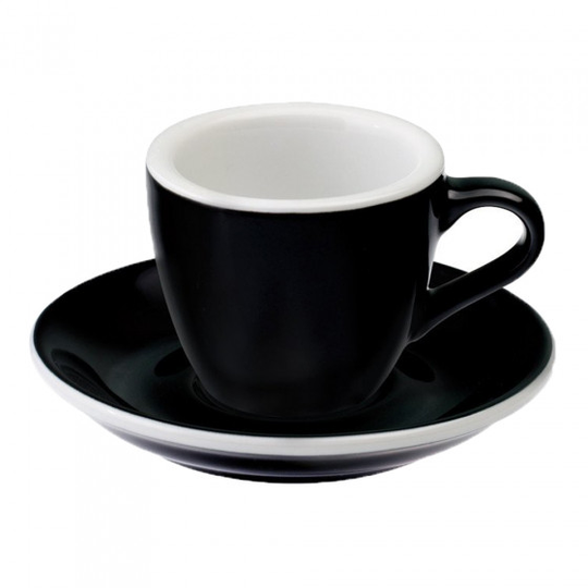 Espresso kuppi ja lautanen Loveramics "Egg Black", 80 ml