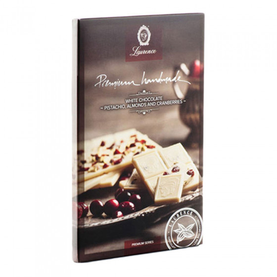 Valkosuklaa pistaasilla, mantelilla ja karpaloilla "Laurence" 85 g
