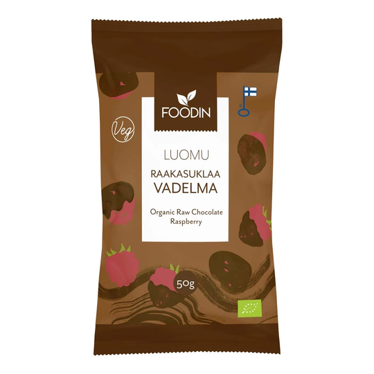 Foodin Raw Chocolate Coated Raspberry Organic 50 G