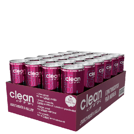 24 x Clean Drink, 330 ml, Vadelma/Mustaherukka Finland