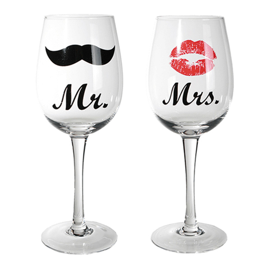Viinilasi Mr & Mrs - 2-pakkaus