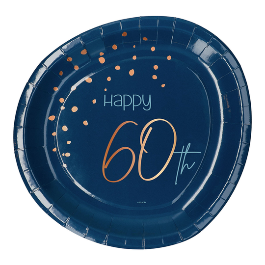 Pahvilautaset Happy 60th True Blue - 8-pakkaus