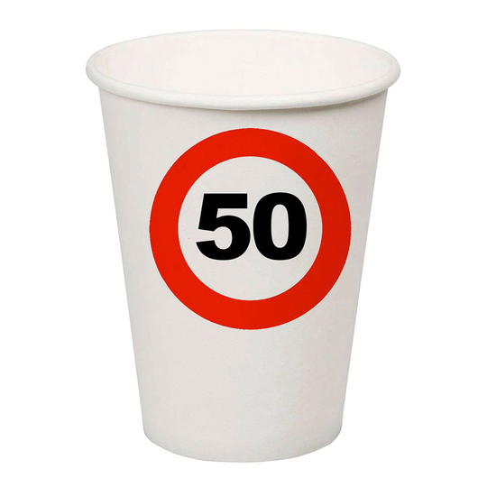 Pahvimukit Liikennemerkki 50 - 8-pakkaus
