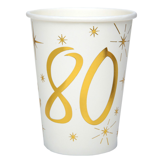 Pahvimukit Numero Kulta/Valkoinen - Numero 80