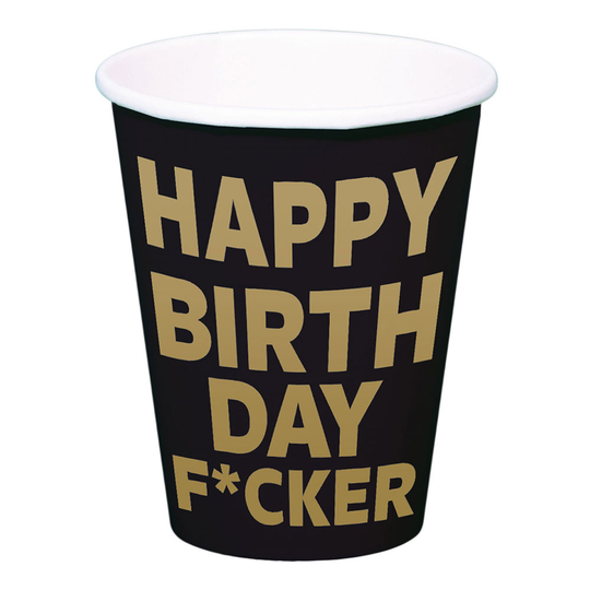 Pahvimukit Happy Birthday F*cker - 8-pakkaus