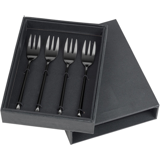 Broste Copenhagen Mattamusta Hune Titanium -kakkuhaarukat, 4 kpl
