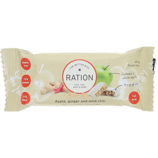 Ration 2 x Välipalapatukka Omena, Inkivääri & Chili
