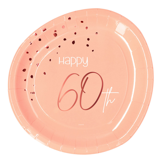Pahvilautaset Happy 60th Lush Blush - 8-pakkaus