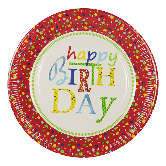 Pahvilautaset Happy Birthday Monivärinen - 10-pakkaus