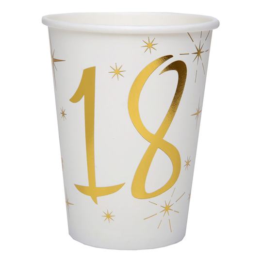 Pahvimukit Numero Kulta/Valkoinen - Numero 18