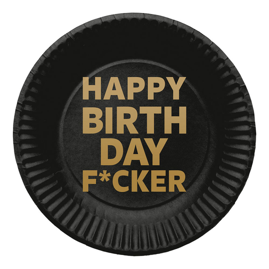 Pahvilautaset Happy Birthday F*cker - 8-pakkaus