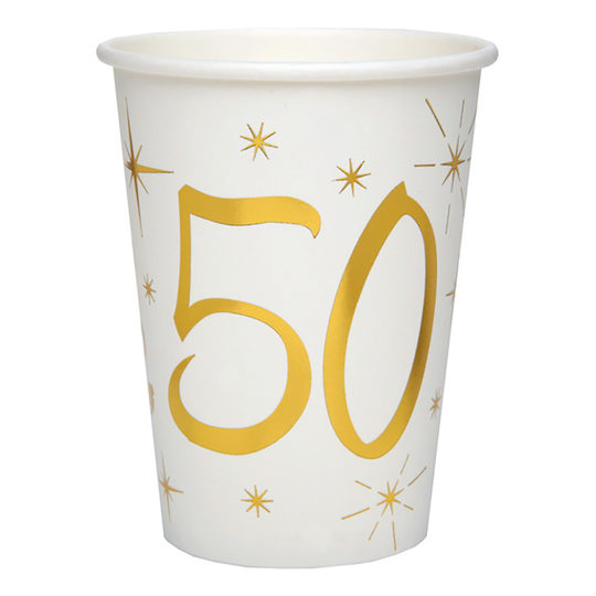 Pahvimukit Numero Kulta/Valkoinen - Numero 50